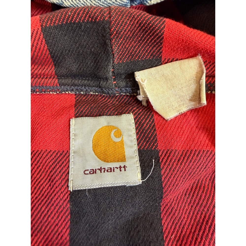 Vintage Carhartt Denim Jacket Flannel Lined Girl Scouts Patches Blue Hoodie - Picture 8 of 8